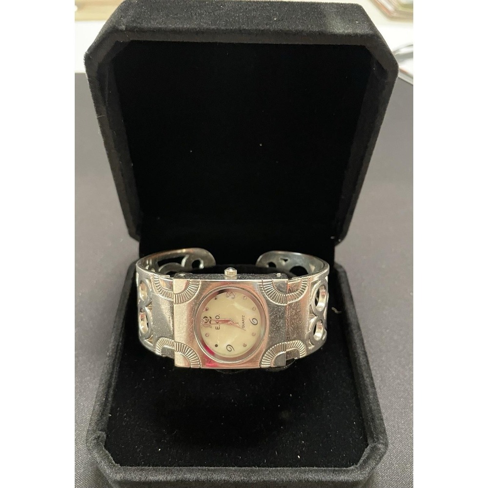 Y2K Vintage‎ EKO Cuff Bangle Wristwatch Mother of Pearl Face Made Japan Tested!